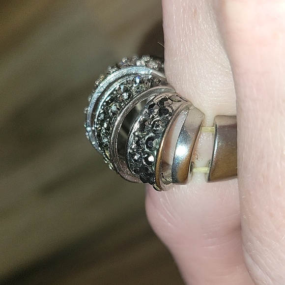 Grey & Silver Rhinestone Statement Ring - Picture 3 of 5